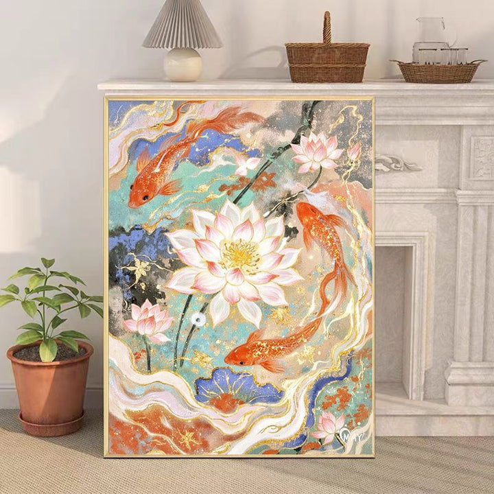 Artistic Koi Fish Canvas Wall Artwork Bowlift