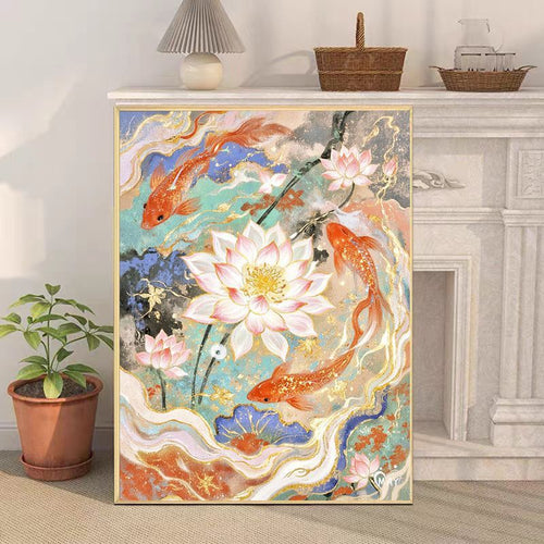 Artistic Koi Fish Canvas Wall Artwork Bowlift
