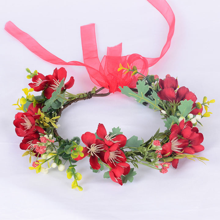 Handmade Romantic Artificial Flower Crown Headband for Bridal and Festival Bowlift