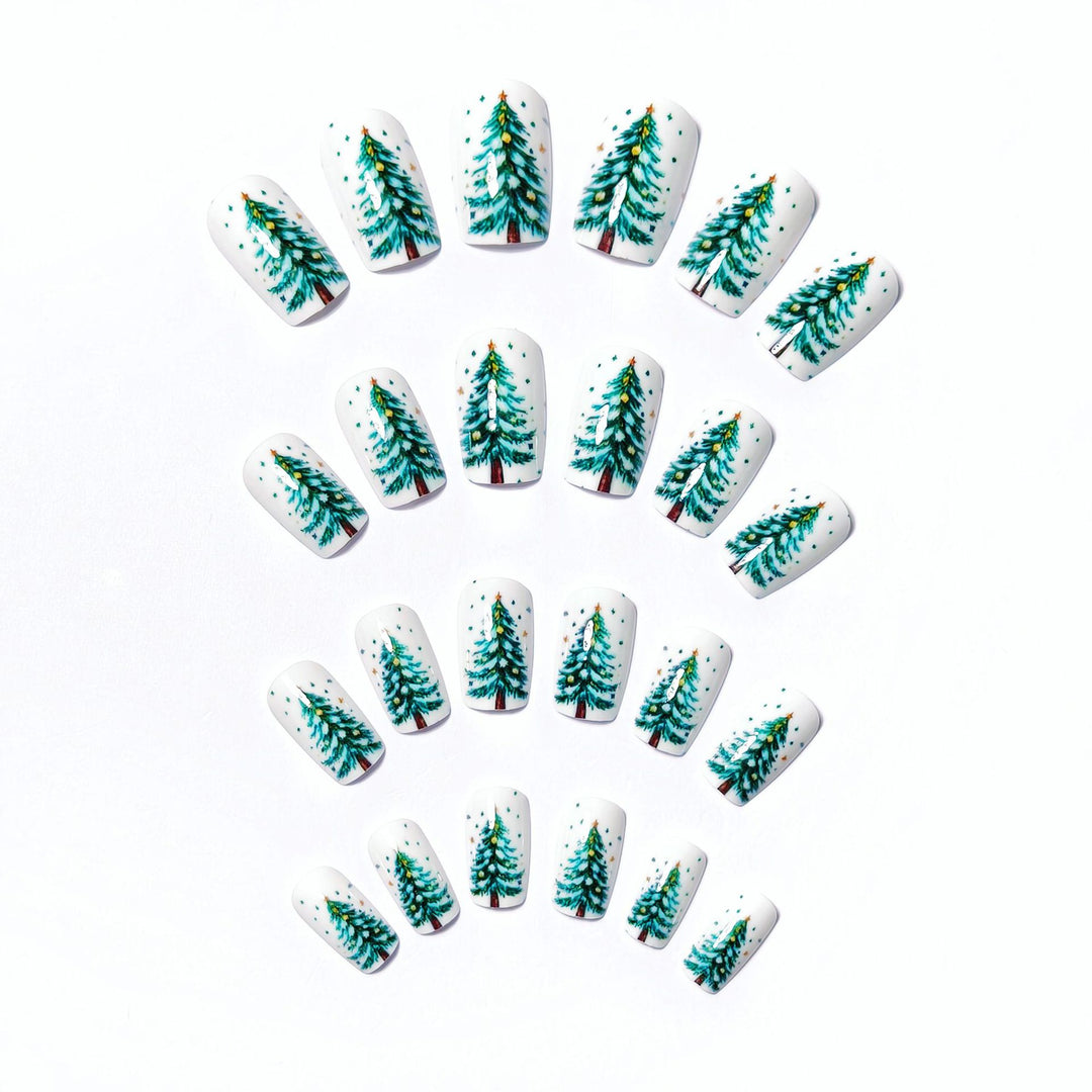 Holiday-Themed Artistic Tree Design Nail Art Bowlift
