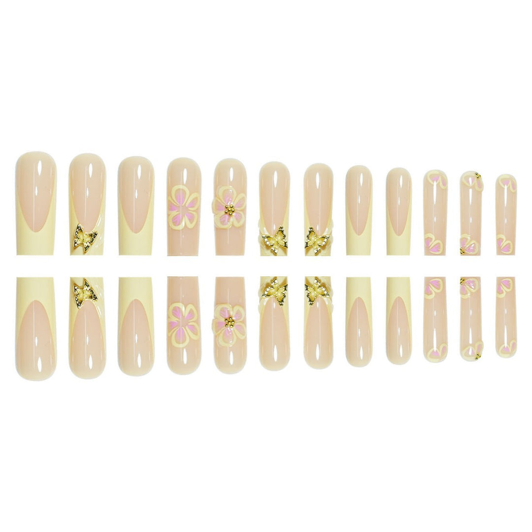 Artistic Floral Acrylic Press-On Nail Extensions Bowlift