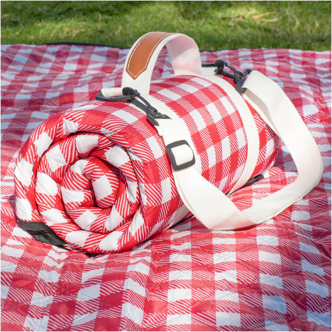 Unisex practical picnic blanket with carrying handle and water-repellent surface Bowlift