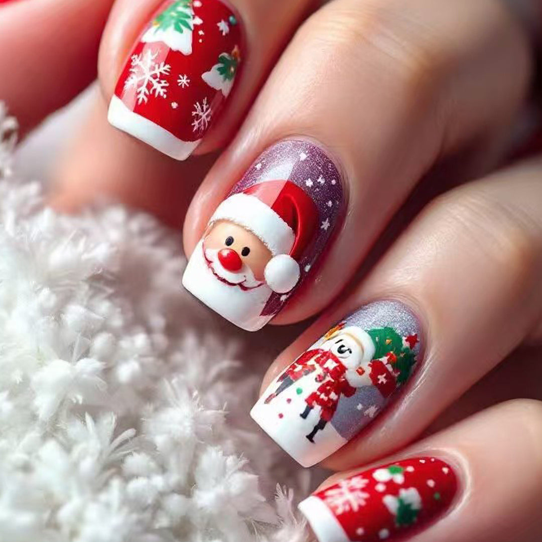 Artificial nails with festive Santa design Bowlift