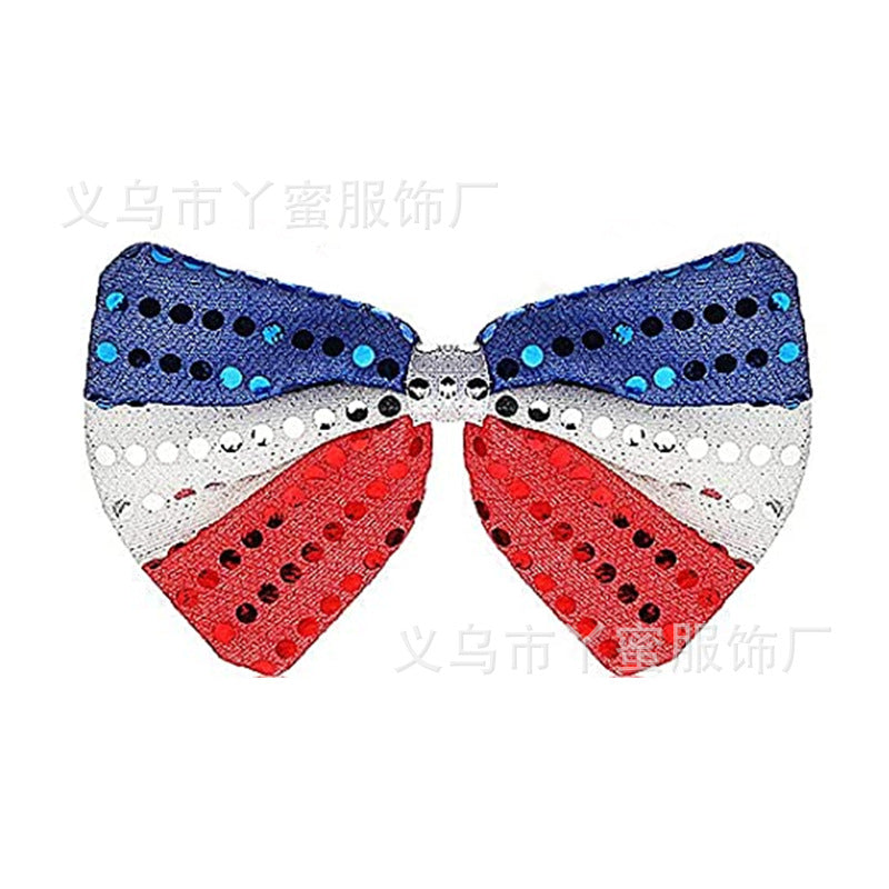 Ladies glittering sequined bow hair clip with metal clip and fabric back Bowlift