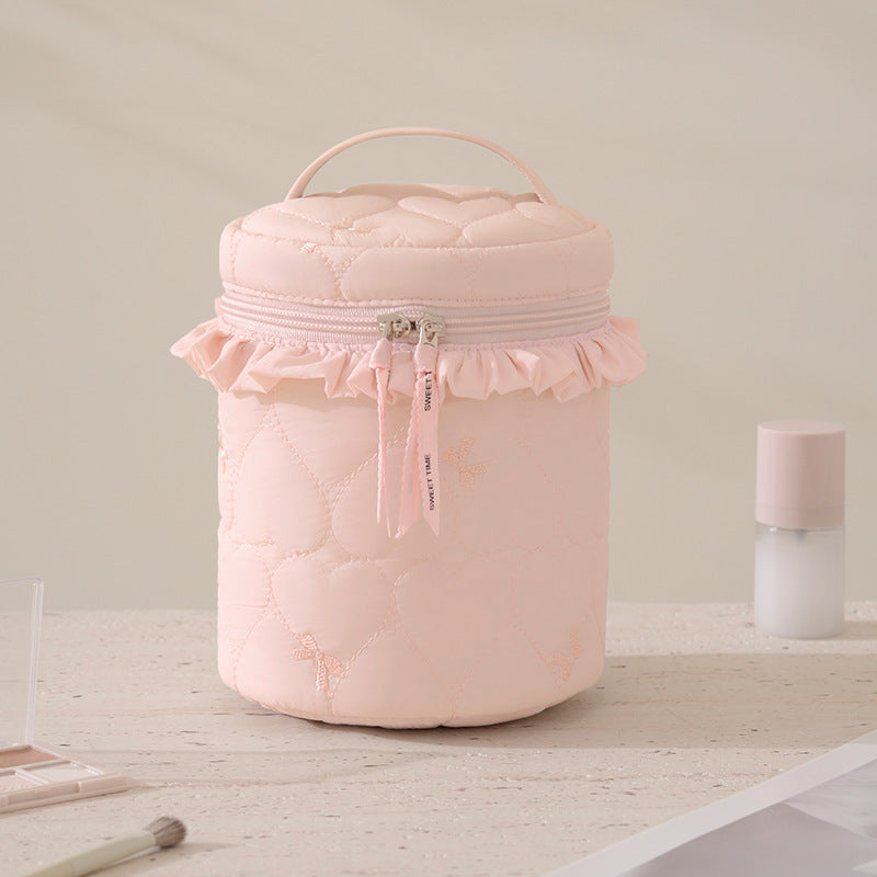 Quilted Makeup Storage Canister Bowlift
