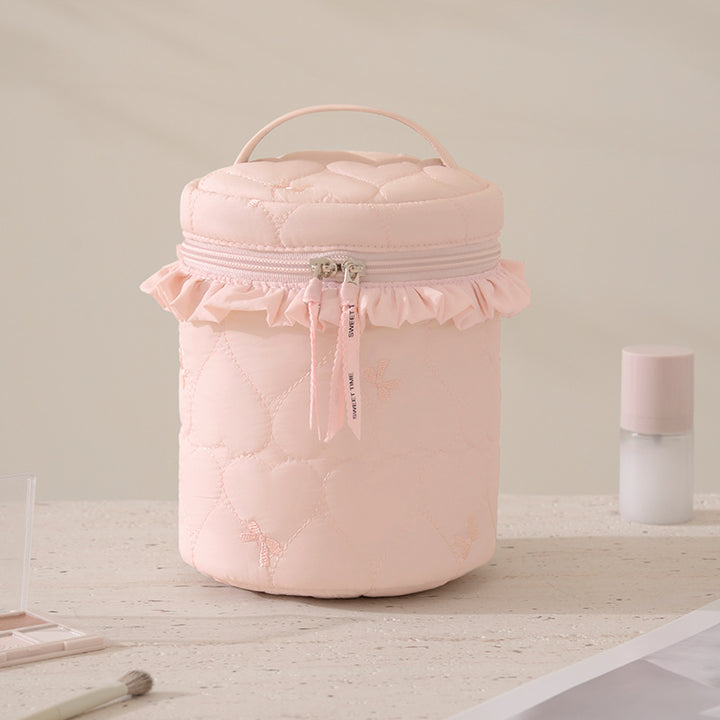 Quilted Makeup Storage Canister Bowlift