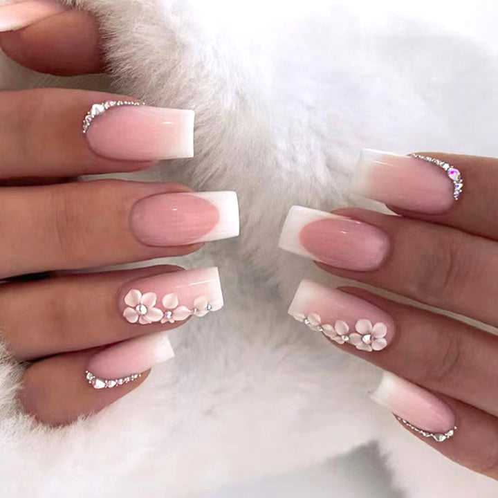 Deluxe Floral Acrylic Press-On Nail Tips Bowlift
