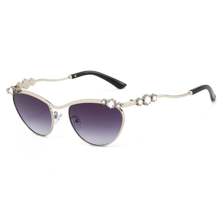 Women's Cat-Eye Sunglasses with Sparkling Stone Accents Bowlift