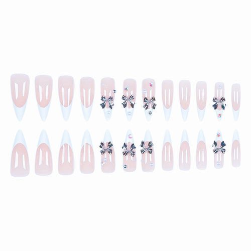 Acrylic nail set with elegant bows and sparkling accents Bowlift