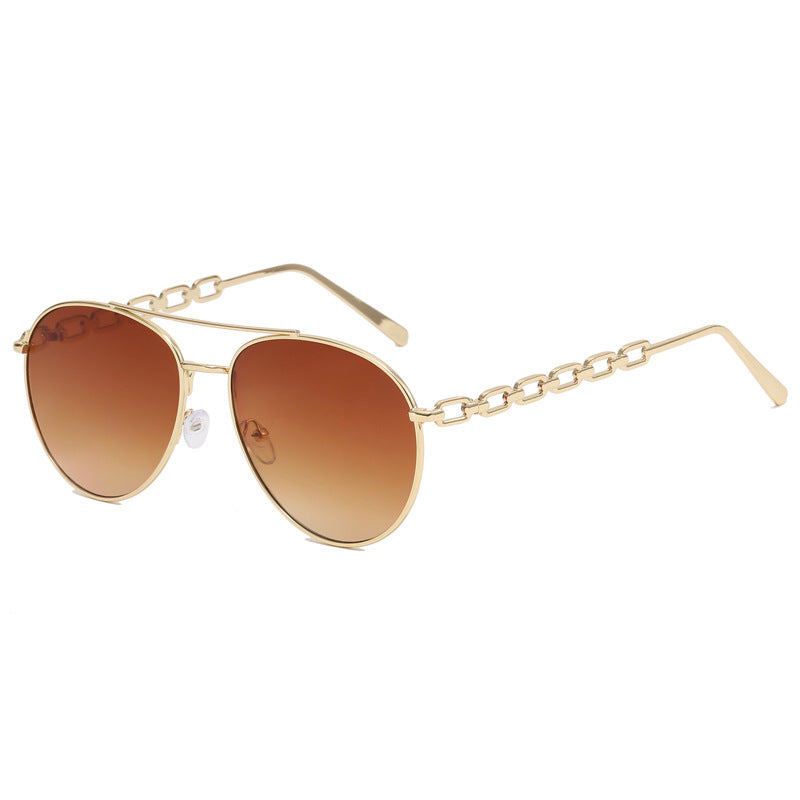Women's Oversized Sunglasses with Fashionable Chain Frame Bowlift