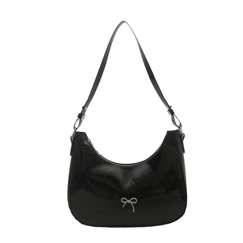 Premium Glossy Faux Leather Hobo Bag Bowlift