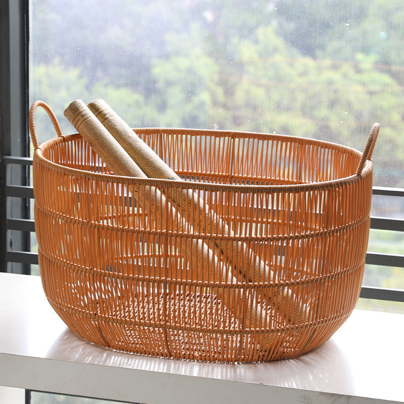 Large Handwoven Storage Basket Bowlift