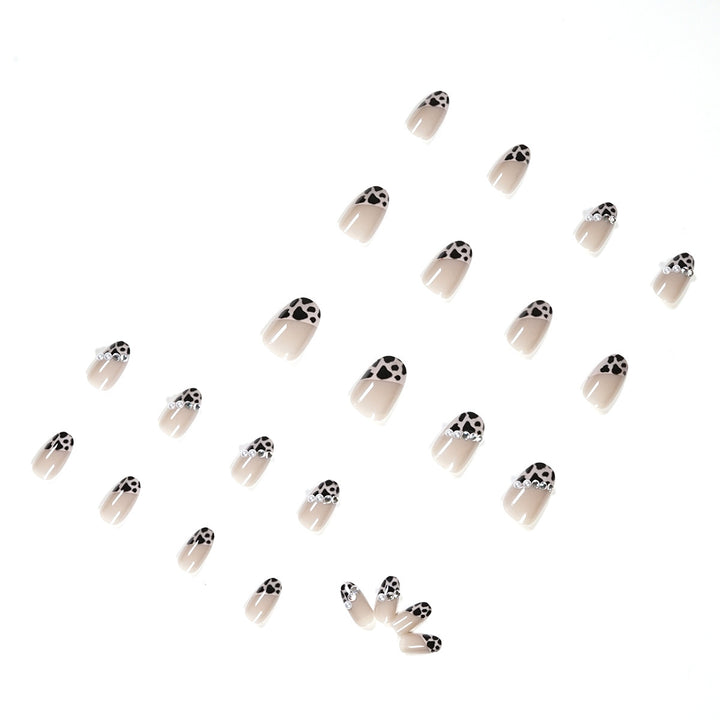 Artificial nail set with glamorous leopard pattern and elegant pearl decorations Bowlift