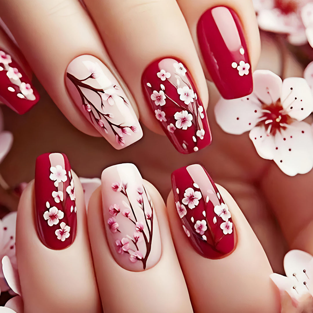 Elegant Floral Detail Nail Art Bowlift
