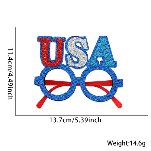 Unisex nan patriotic glitter novelty party glasses with USA letter topper Bowlift