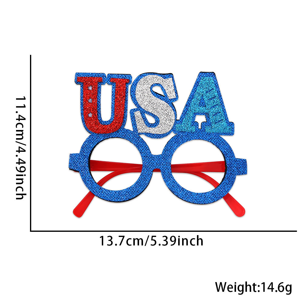 Unisex nan party glasses with USA glitter attachment and round frame Bowlift