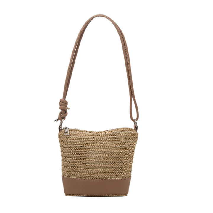 Woven Straw and Leather Crossbody Bag Bowlift