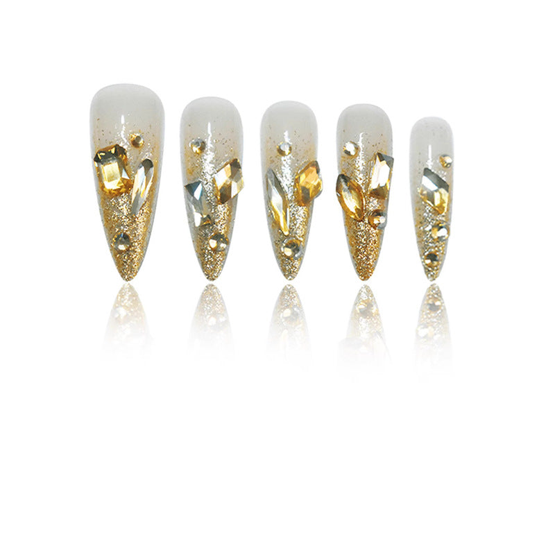 Glamorous Stiletto Press-On Nails with Glitter Accents Bowlift