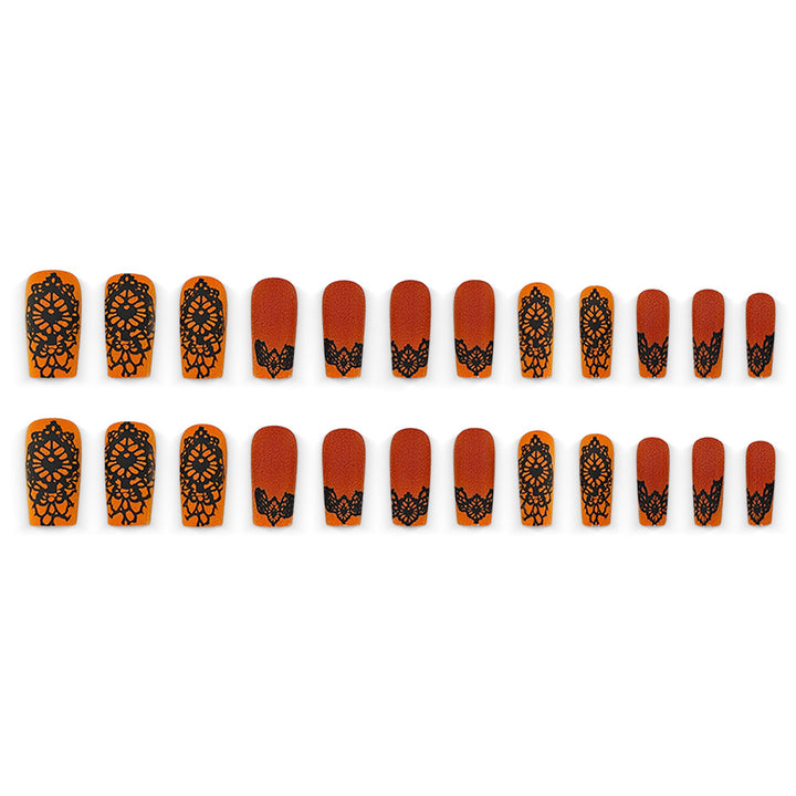Artificial nails in elegant lace design with matte finish Bowlift
