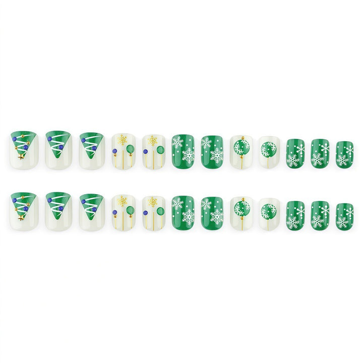 Artificial Nail Set with Festive Winter Design Bowlift