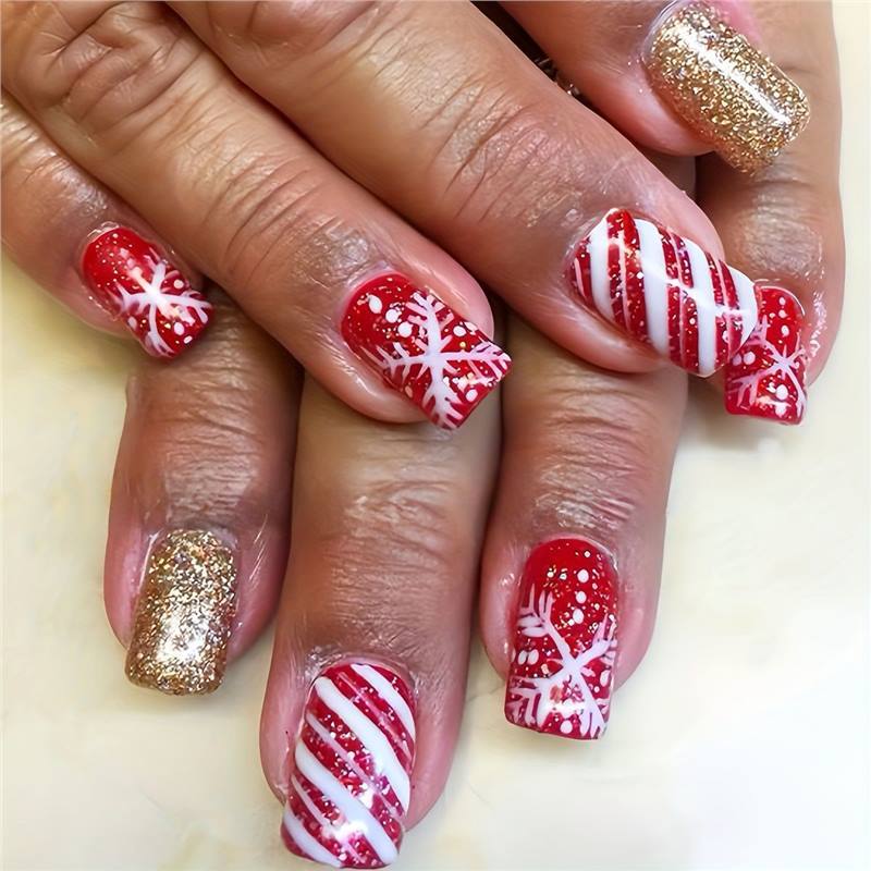 Festive Themed Press-On Nail Art Set Bowlift