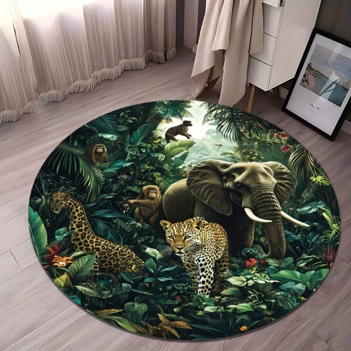 Round Nature-Inspired Area Rug