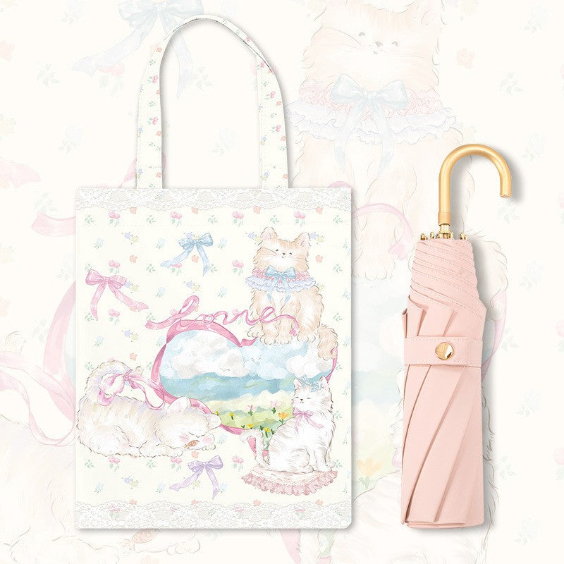 Women's Foldable Rain Protection Umbrella with Elegant Cherry Blossom Pattern Bowlift