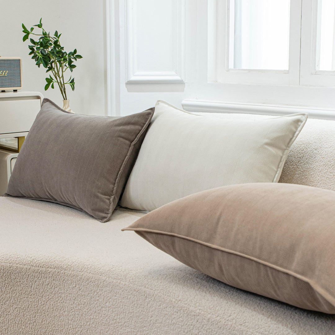Decorative Herringbone Texture Cushion Cover with Piped Edge Bowlift