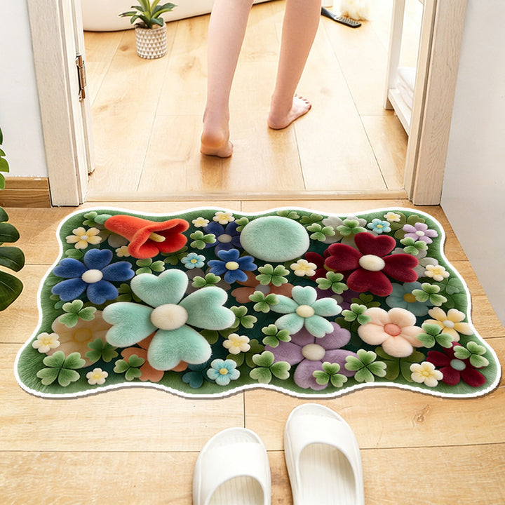 Floral-Themed Waterproof Area Rug