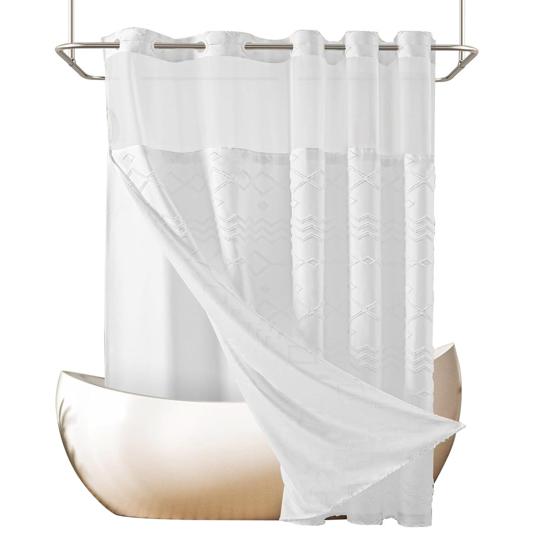 Textured Geometric Design Shower Curtain Bowlift