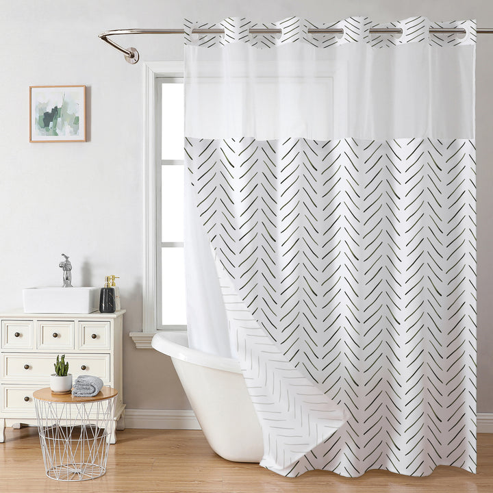 Herringbone Pattern Shower Curtain Bowlift
