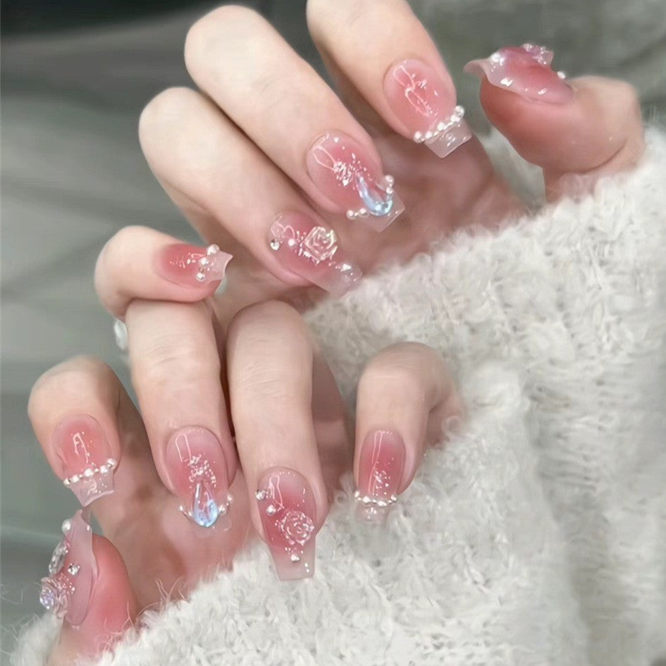 Glamorous artificial fingernails with glitter and moon designs Bowlift