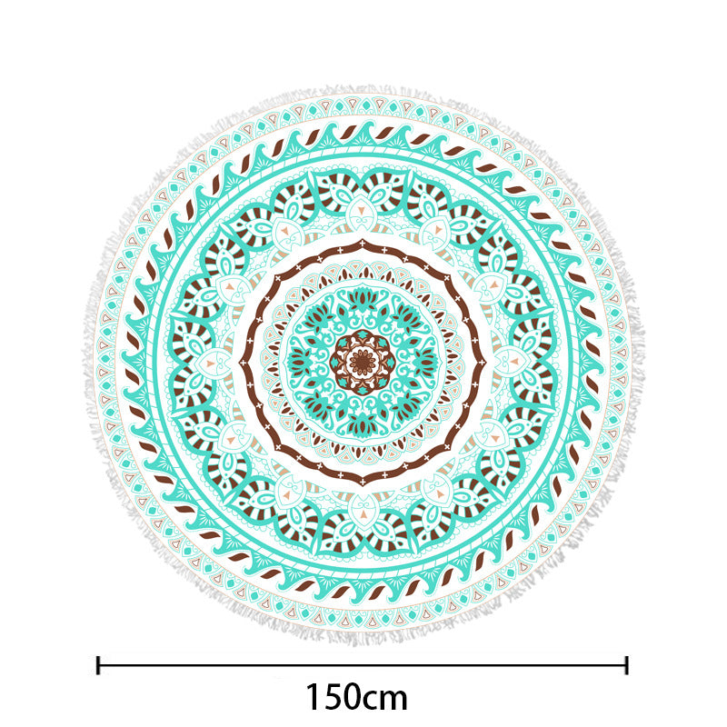Round beach blanket with floral watercolor motifs Bowlift
