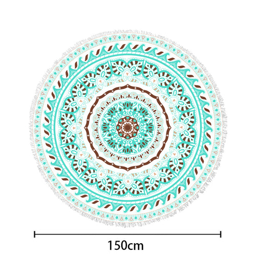 Round beach blanket with floral watercolor motifs Bowlift