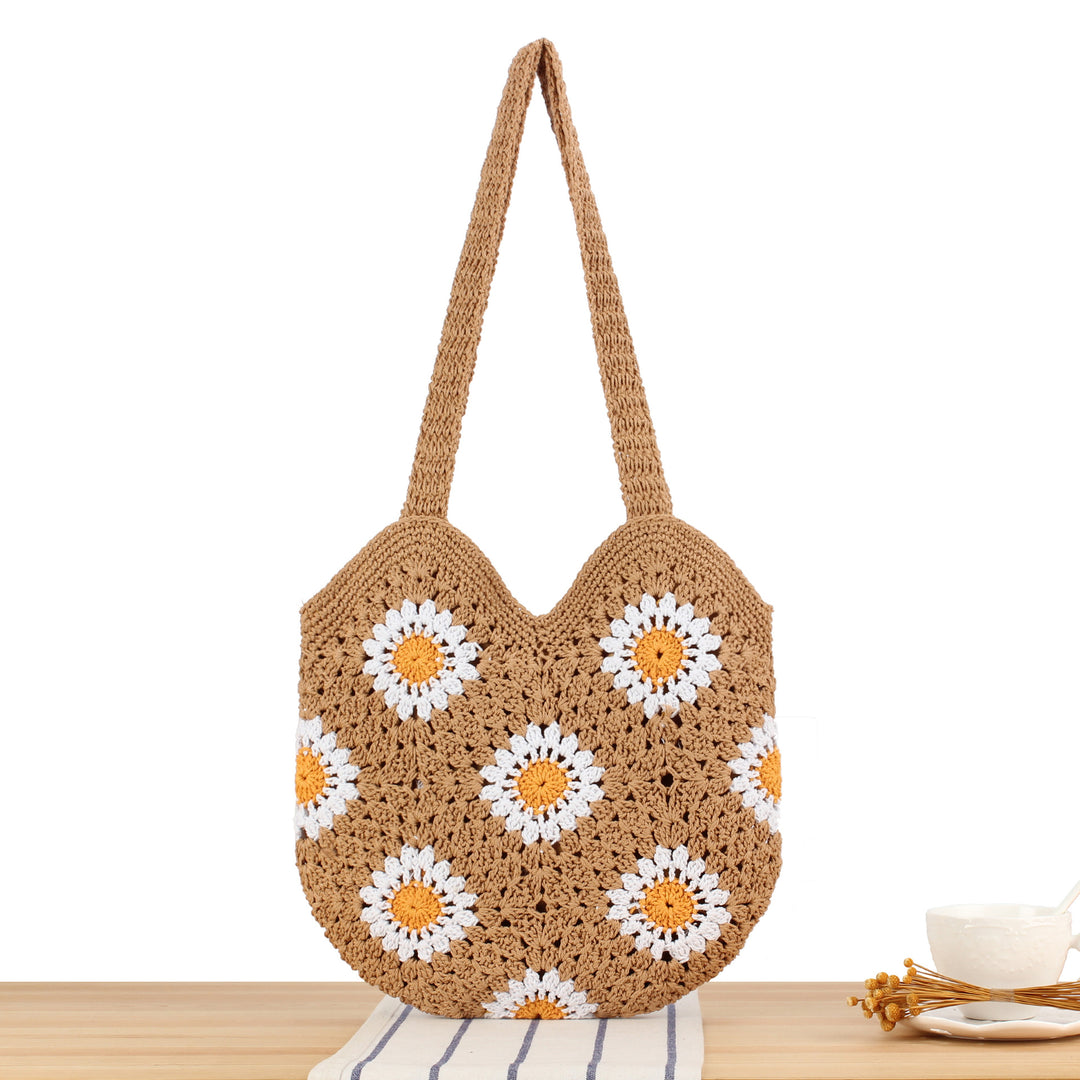 Crochet shoulder bag with floral designs Bowlift