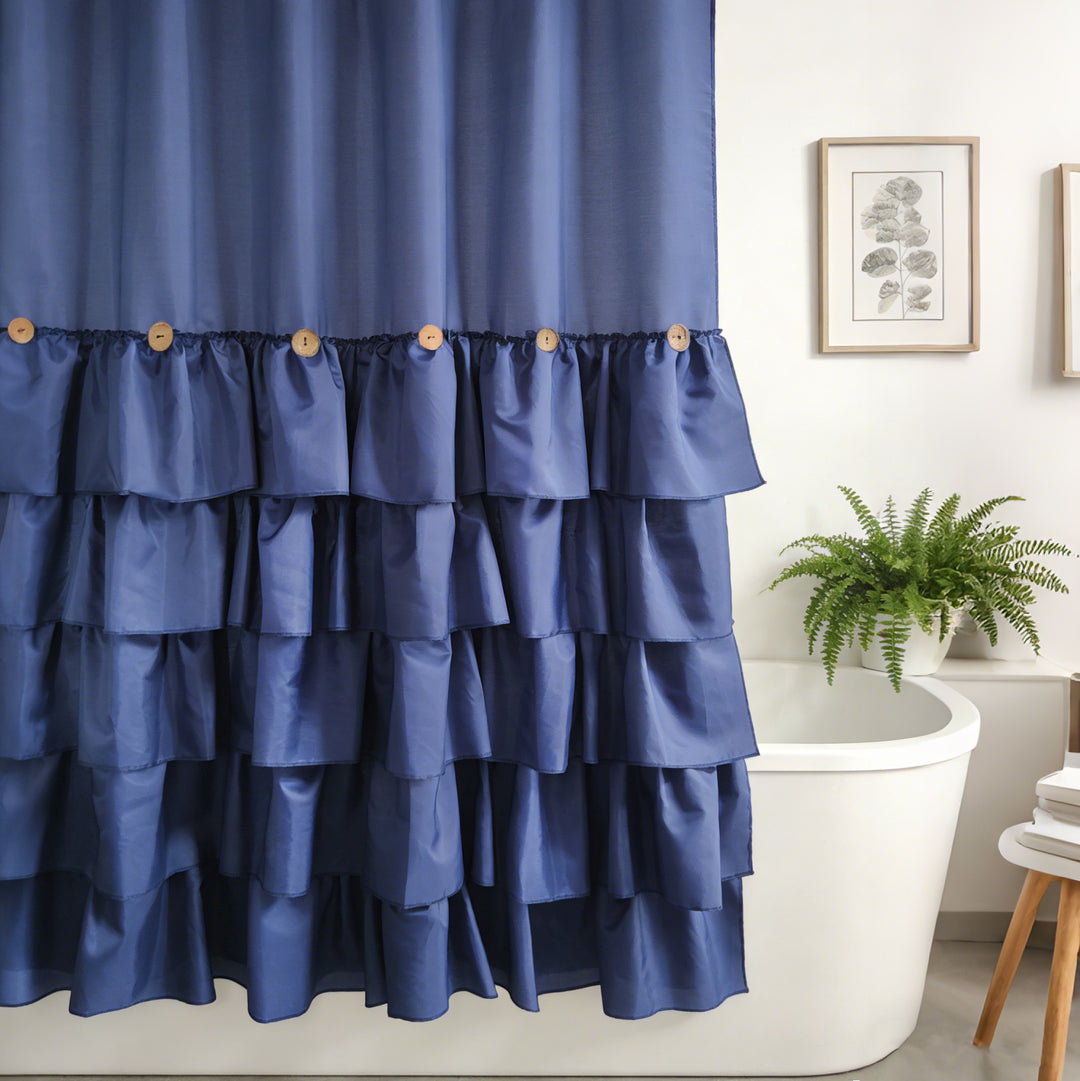Ruffled Shower Curtain Bowlift