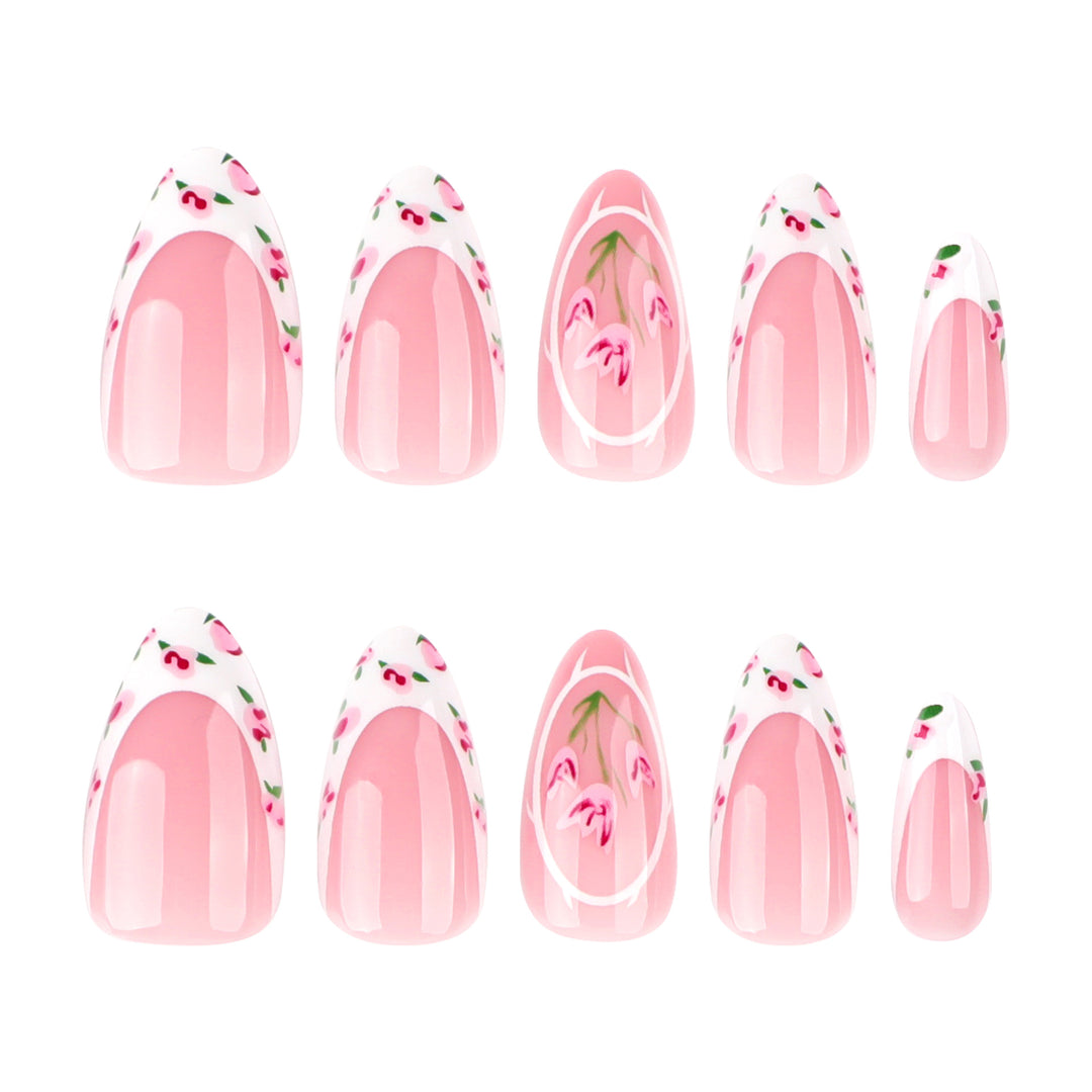 Artful Nail Extensions with Floral Design Bowlift