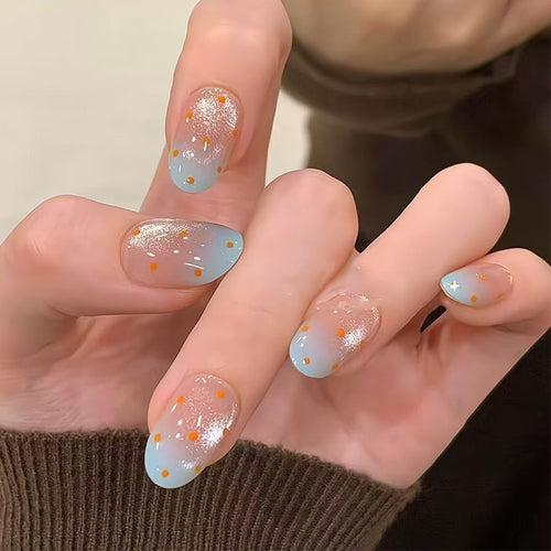 Decorative Press-On Nail Art with Ombre Design Bowlift