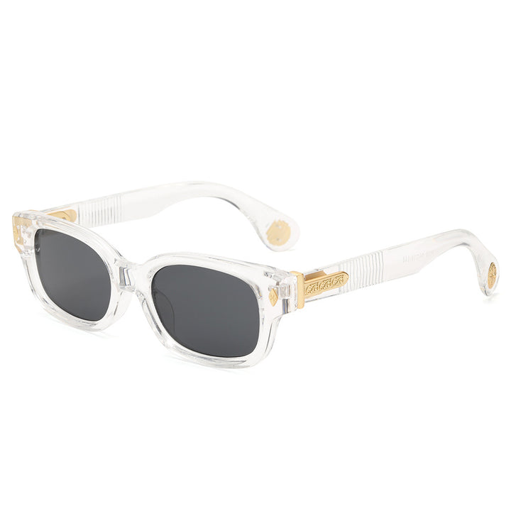 Retro Rectangular Polarized Acetate Sunglasses with Embossed Temples Bowlift