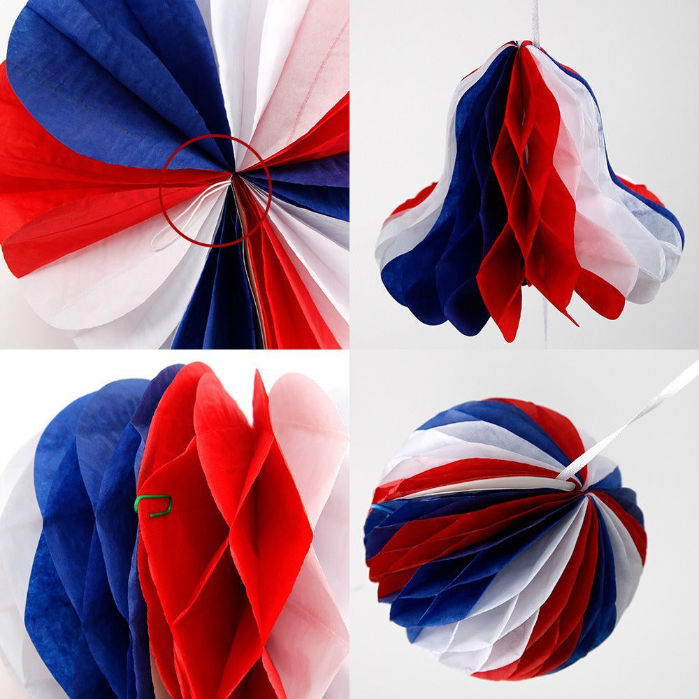 Unisex nan patriotic honeycomb paper hanging party decorations set with assorted three-dimensional shapes Bowlift