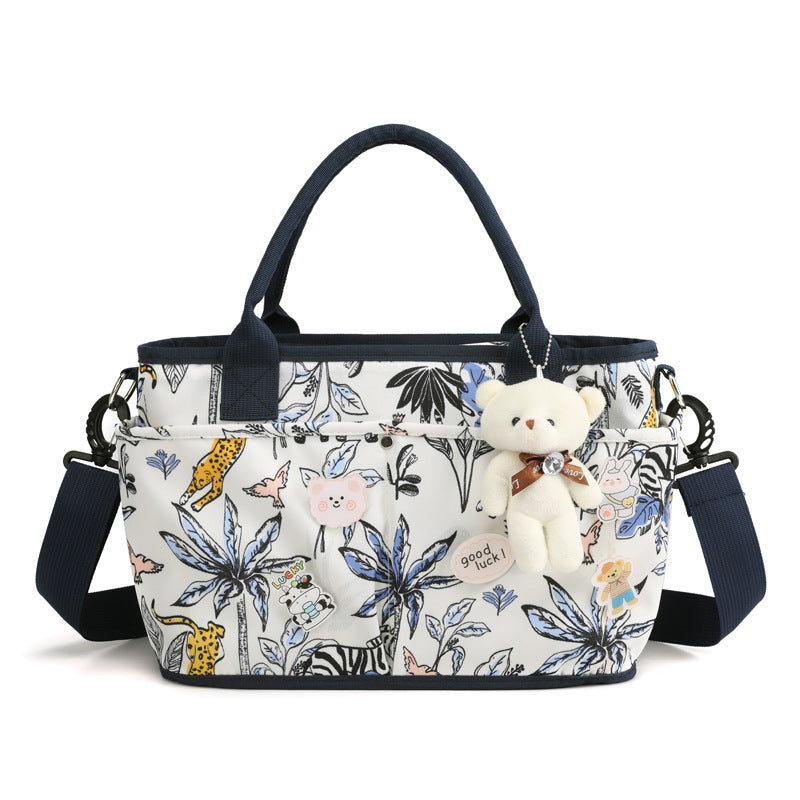 Multi-Pocket Floral Pattern Tote Bag Bowlift