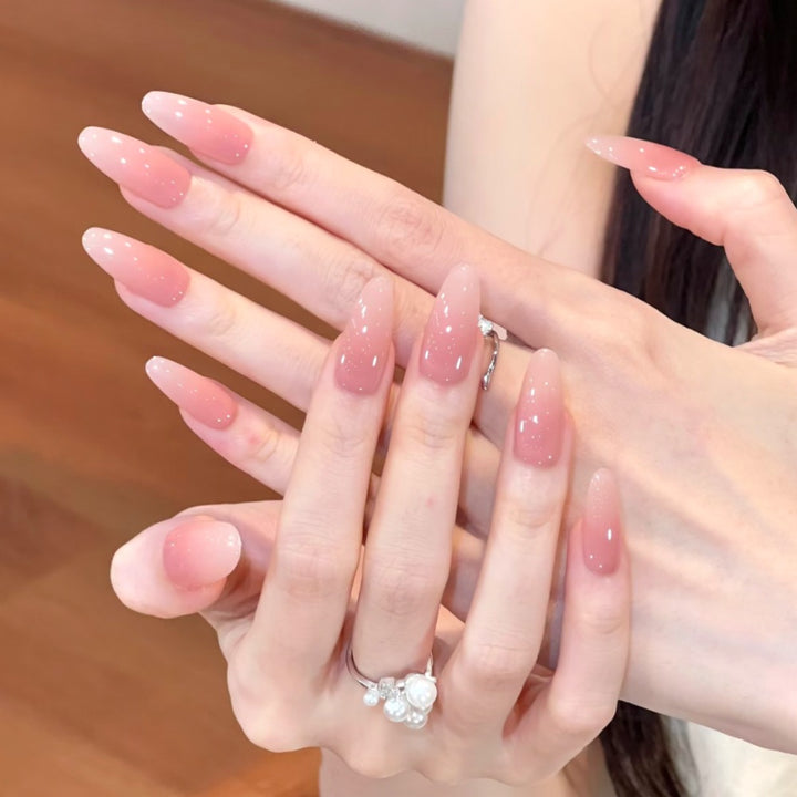 Glossy Almond-Shaped Press-On Nail Set Bowlift