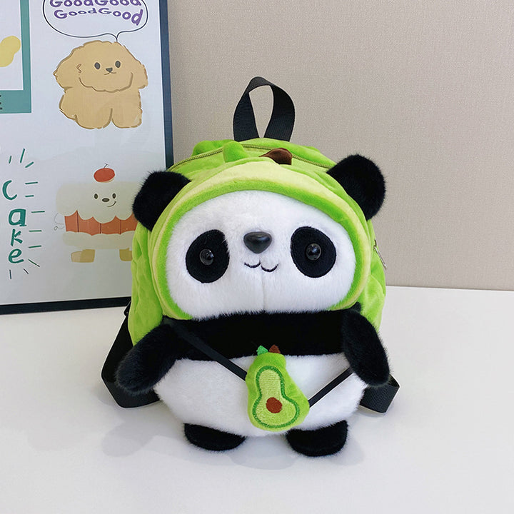 Plush backpack with panda design Bowlift