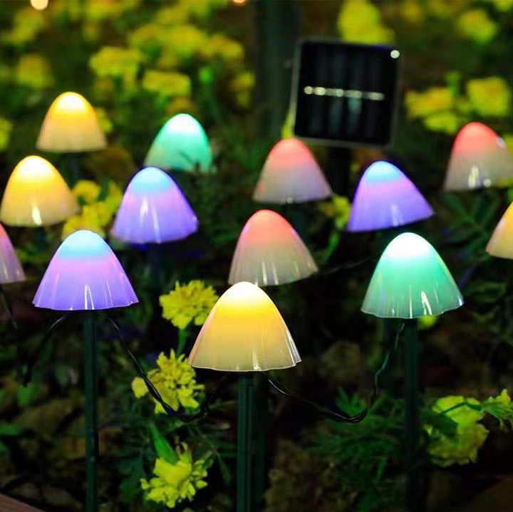 Contemporary Creative Plastic Solar LED Mushroom Lights String Lights For Outdoor Patio | Bowlift