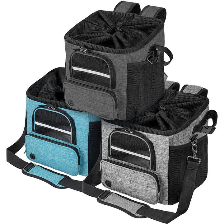 front-opening small dog and cat carrier backpack with breathable mesh top, padded straps and secure interior leash Bowlift