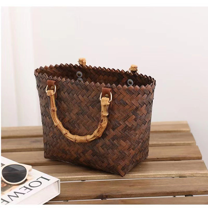 Handcrafted basket bag with bamboo handles Bowlift