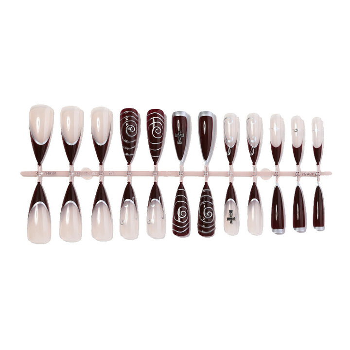 Artistic Stiletto Press-On Nails Set with Elaborate Designs Bowlift