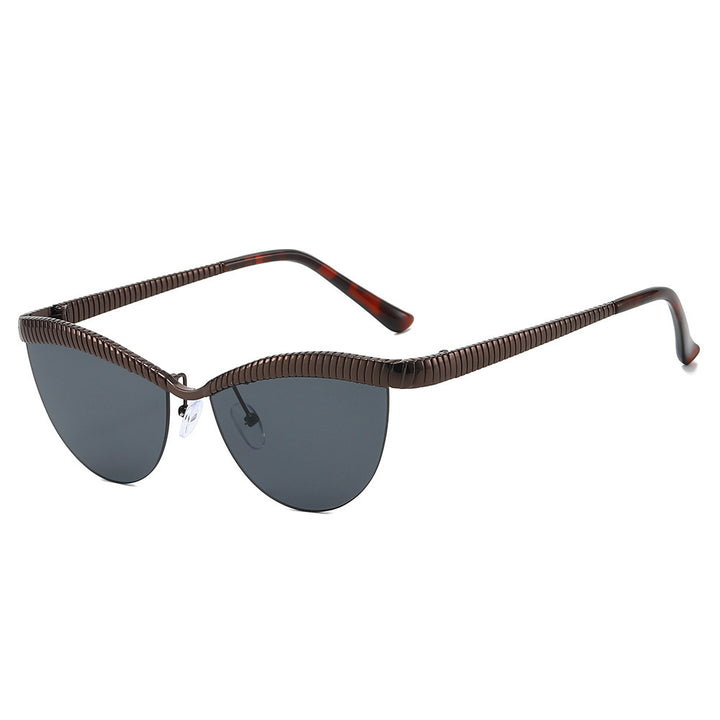Statement Cat-Eye Sunglasses with Sculpted Metal Frames Bowlift