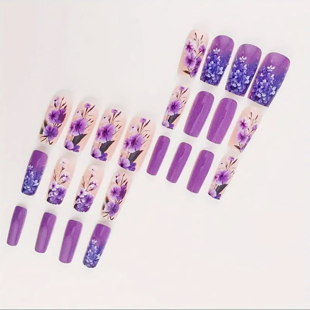 Artificial Nail Set with Floral 3D Designs Bowlift