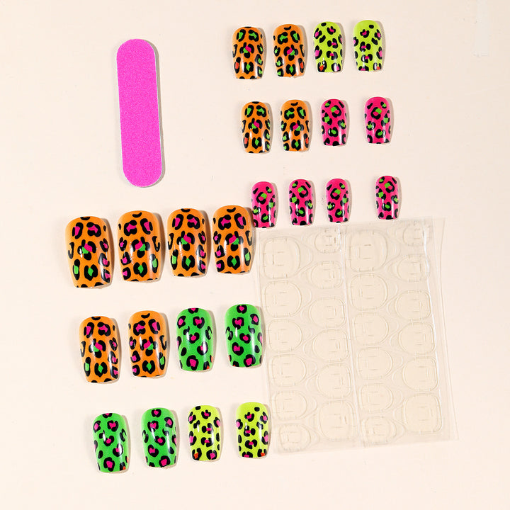 Neon Leopard Print Nail Art Extensions Bowlift